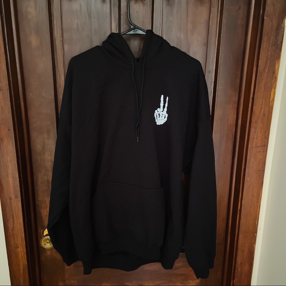 Skeleton peace sign hoodie